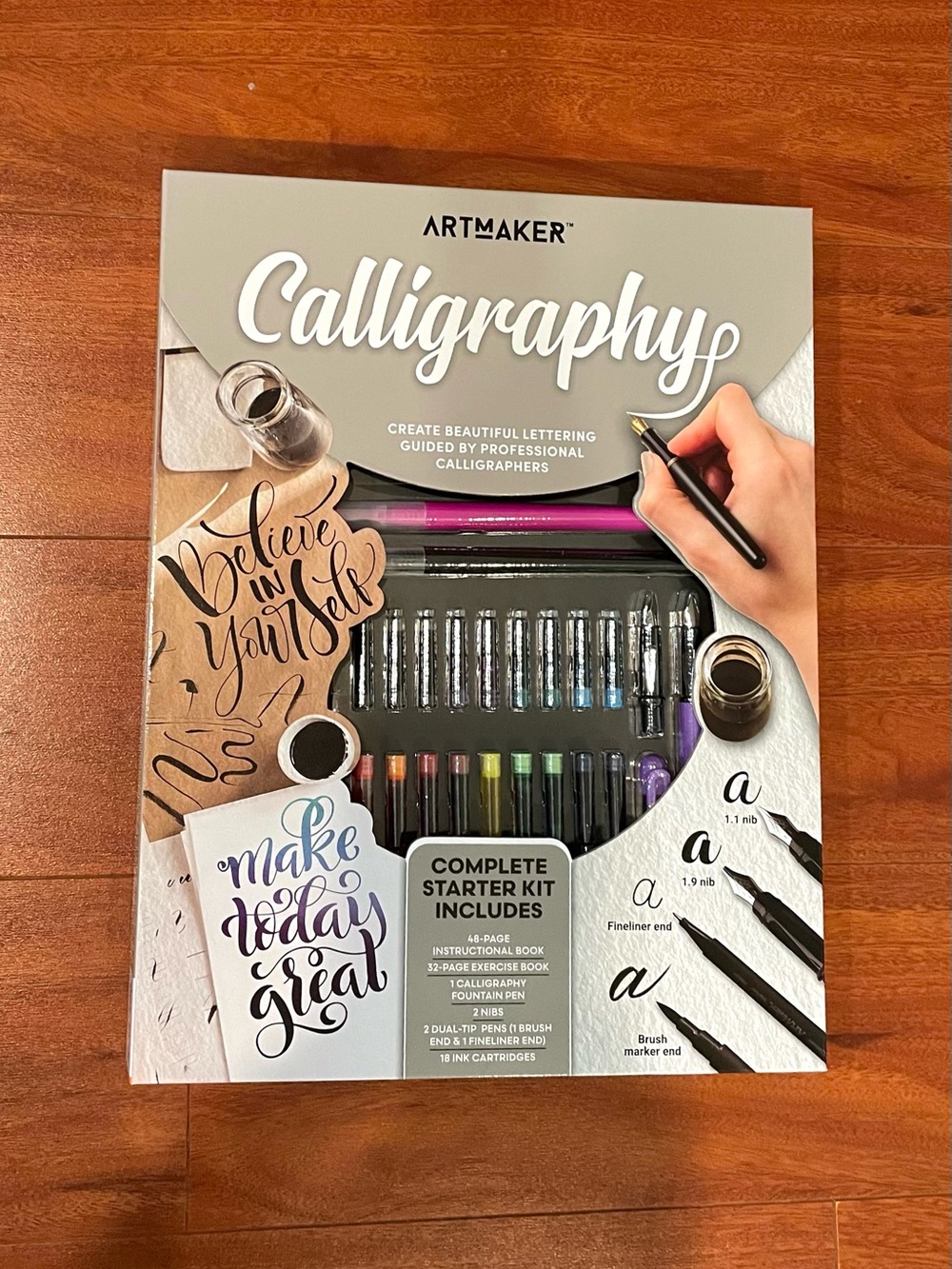 ARTMAKER Calligraphy Starter Kit - Ink Pens, Nibs & Exercise Books New